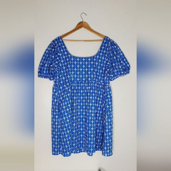 Rhode Eyelet Mini Babydoll Dress Blue With pockets Size XXL - Picture 16 of 16